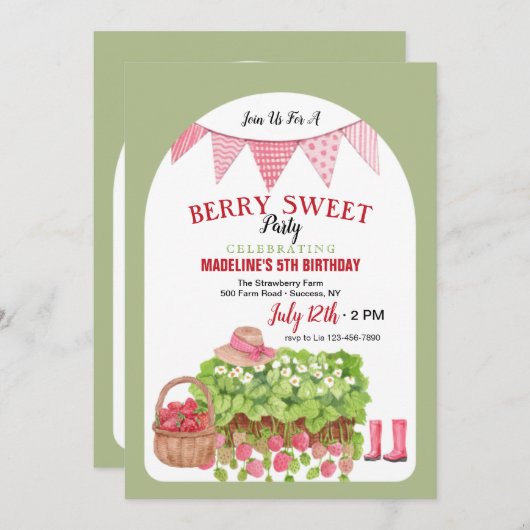 いちご籠 招待状 (正面/裏面)