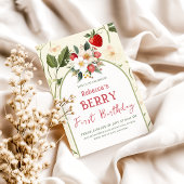 いちご素朴テーマベリーファースト誕生日 招待状