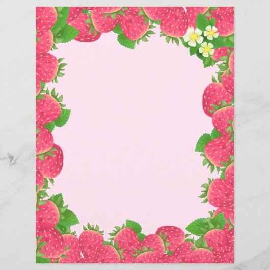 いちご花列文房具紙 (裏面)