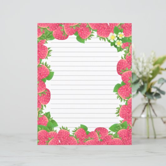 いちご花列文房具紙 (スタンド正面)