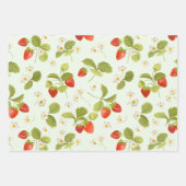 いちご葉の実、花 ラッピングペーパーシート (正面2)