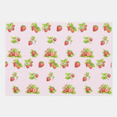 いちご葉の実、花 ラッピングペーパーシート (正面)