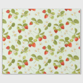 いちご葉の実、花 ラッピングペーパー (フラット)