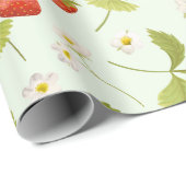 いちご葉の実、花 ラッピングペーパー (ロールコーナー)