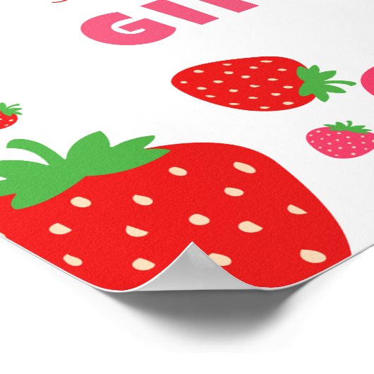 いちご誕生日テーブル記号 ポスター (角)