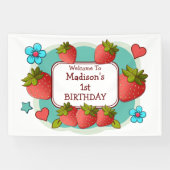 いちご誕生日パパーソナライズされたーティー 横断幕 (横)