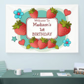 いちご誕生日パパーソナライズされたーティー 横断幕 (トレードショー)