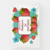 いちご誕生日パパーソナライズされたーティー 横断幕 (縦)