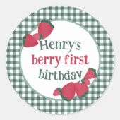 いちご誕生日パーティーのシールまたはフェイスラベル ラウンドシール (正面)