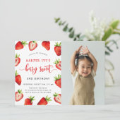 いちご誕生日パーティー |ベリースイートフォト 招待状 (スタンド正面)