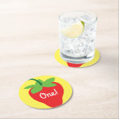 いちご誕生日パーティー ラウンドペーパーコースター (インサイチュ)