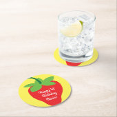 いちご誕生日パーティー ラウンドペーパーコースター (インサイチュ)