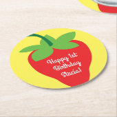 いちご誕生日パーティー ラウンドペーパーコースター (アングル)