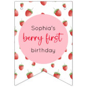 いちご誕生日12か月フォトマイルストーン バンティングフラッグ (第1の旗)