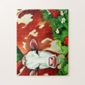 いちご赤と白畑の乳牛 ジグソーパズル (縦)