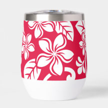 いちご赤の島プルメリア模様