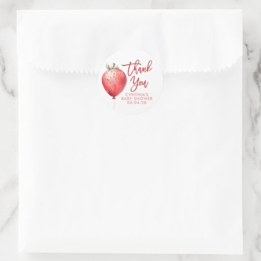 いちご風船かわいいおもしろいありがとう ラウンドシール (バッグ)