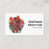 いちご魅力的かごの水彩可愛いフルーツ 名刺 (正面)