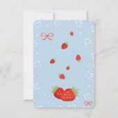 いちご魅力的とリボンのノートカード サンキューカード (裏面)