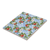 いちご魅力的と葉のパターン – ヴィンテージ(2) タイル (側面)