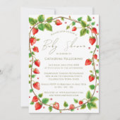 いちご鮮やかの赤ちゃんシャワーリース 招待状 (正面)