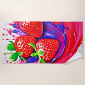 いちご鮮やかスプラッシュ ビーチタオル (正面)