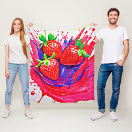 いちご鮮やかスプラッシュ フリースブランケット