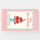 いちご1日の誕生日ケーキ市松模様に 横断幕 (横)