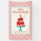 いちご1日の誕生日ケーキ市松模様に 横断幕 (縦)