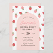 いちご1日の誕生日パーティー 招待状 (正面/裏面)