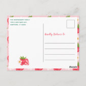 いちご1歳の誕生日パーティー ベリー スウィート ピンク ポストカード (裏面)