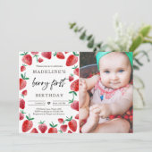 いちご1歳の誕生日招待状ファーストベリースイート 招待状 (スタンド正面)