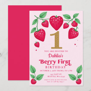 いちご1歳の誕生日 ベリー ファースト バースデー 招待状