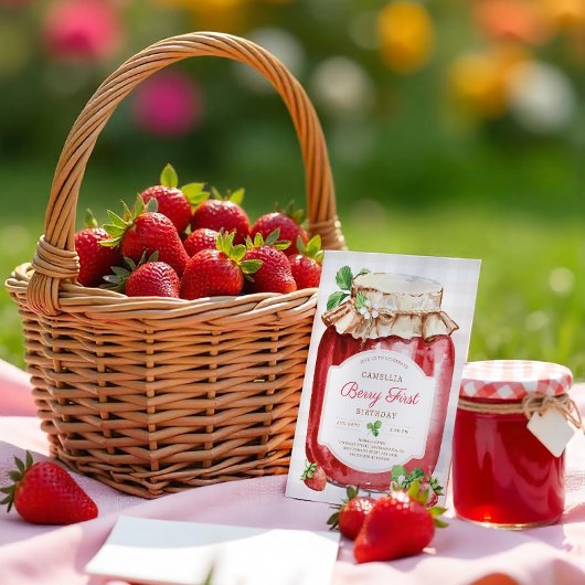 いちご1歳の誕生日、ベリー ファースト、ベリー ジャム 招待状