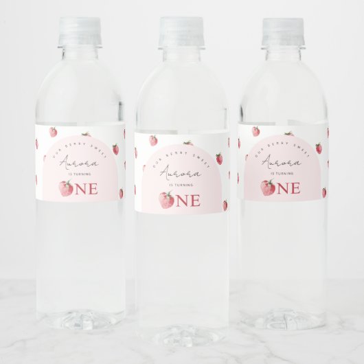 いちご1歳の誕生日 ペットボトルラベル (ボトル)