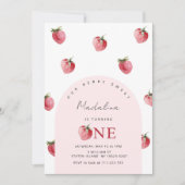 いちご1歳の誕生日 招待状 (正面)