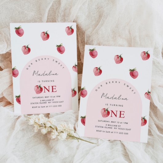 いちご1歳の誕生日 招待状
