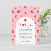 いちご1歳誕生日写真感謝カード 招待状 (スタンド正面)