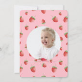 いちご1歳誕生日写真感謝カード 招待状 (裏面)