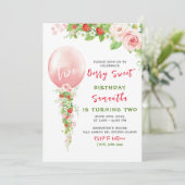 いちご1歳誕生日招待状 招待状 (スタンド正面)