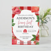 いちご1歳誕生日 ベリー スウィート 招待状 (スタンド正面)