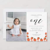 いちご1stバースデーフォト招待状 招待状 (正面)