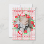 いちご1st誕生日パーティーベリー最初 サンキューカード (正面)