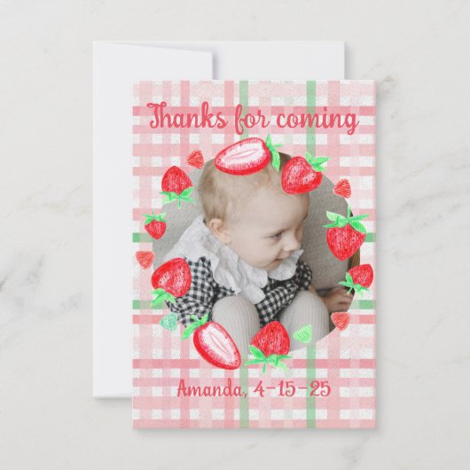 いちご1st誕生日パーティーベリー最初 サンキューカード (正面)