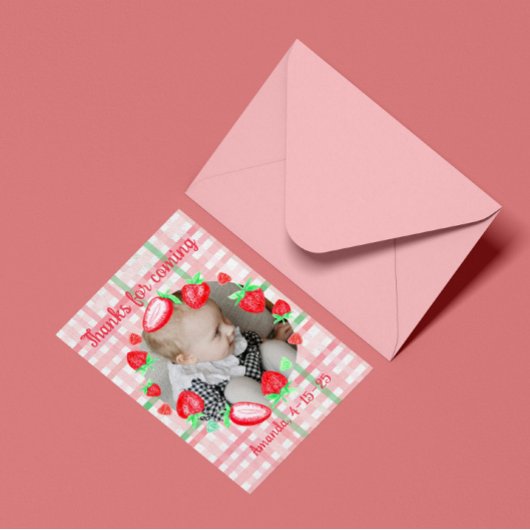 いちご1st誕生日パーティーベリー最初 サンキューカード