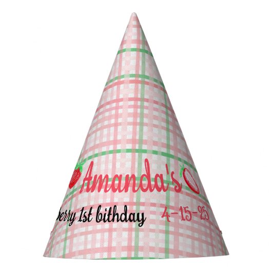 いちご1st誕生日パーティーベリー最初 パーティーハット (正面)