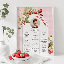 いちご1st誕生日パーティー写真マイルストーン ポスター