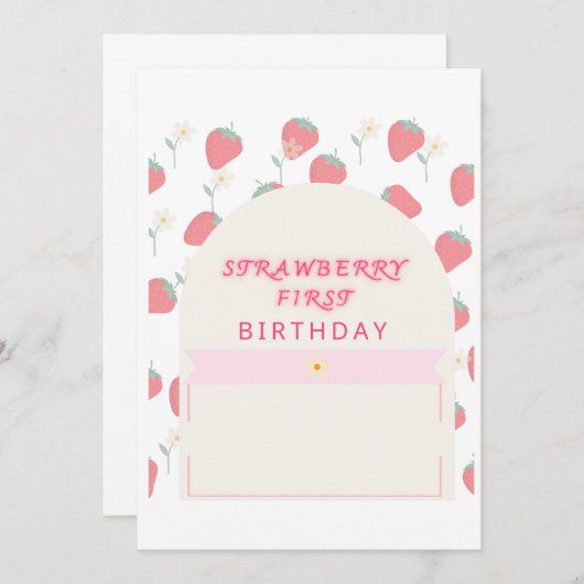 いちご1st誕生日パーティー最初の招待状 セーブザデート (正面/裏面)