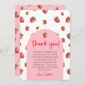 いちご1st誕生日フォトサンキューカード 招待状 (正面/裏面)