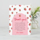 いちご1st誕生日フォトサンキューカード 招待状 (スタンド正面)